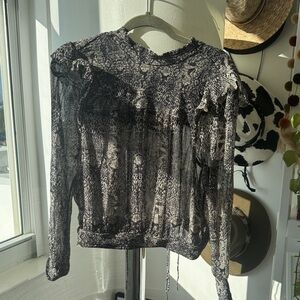 Free People Black and White animal print Blouse